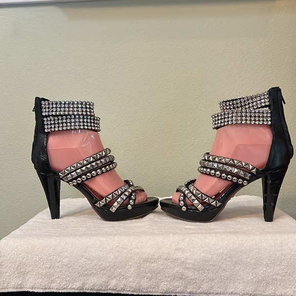 Jeffrey Campbell Ibiza Black Leather With Rhinestones And Studs Size 7 - Picture 4 of 12